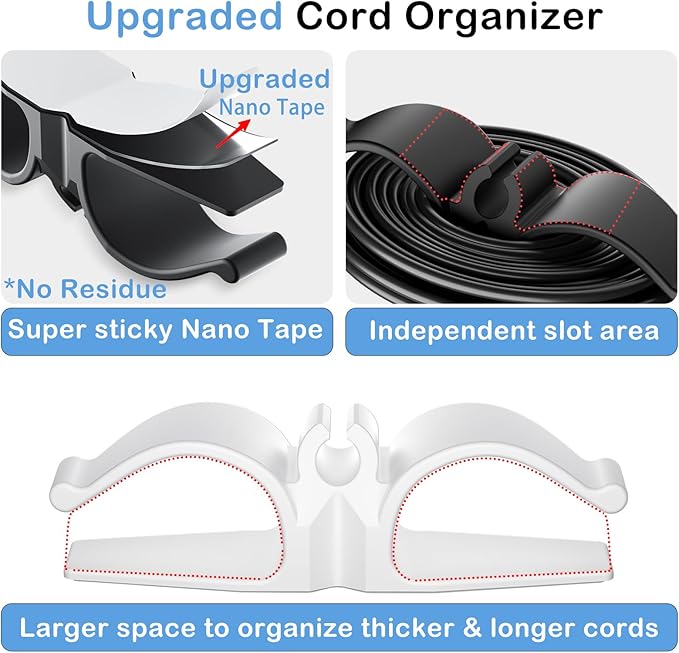 Cord Organizer for Appliances, 12 Pack Upgraded Kitchen Appliance Cord Organizer Stick On Appliance Wire Organizer Wire Wrapper for Kitchen Appliances Mixers, Coffee Maker, Pressure Cooker