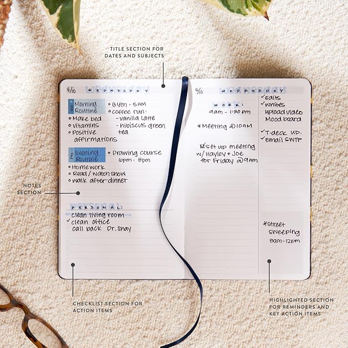 Erin Condren Print Softbound Productivity Notebook - 124 pages, 80 lb. of Premium Paper, College Ruled Lines, Checklist for List-Making - 5" x 8.25", Watercolor Leopard