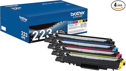 Brother Genuine Standard-Yield Toner Cartridge Four Pack TN223 4PK - includes one cartridge each of Black, Cyan, Magenta & Yellow Toner, Standard Yield, Model: TN2234PK