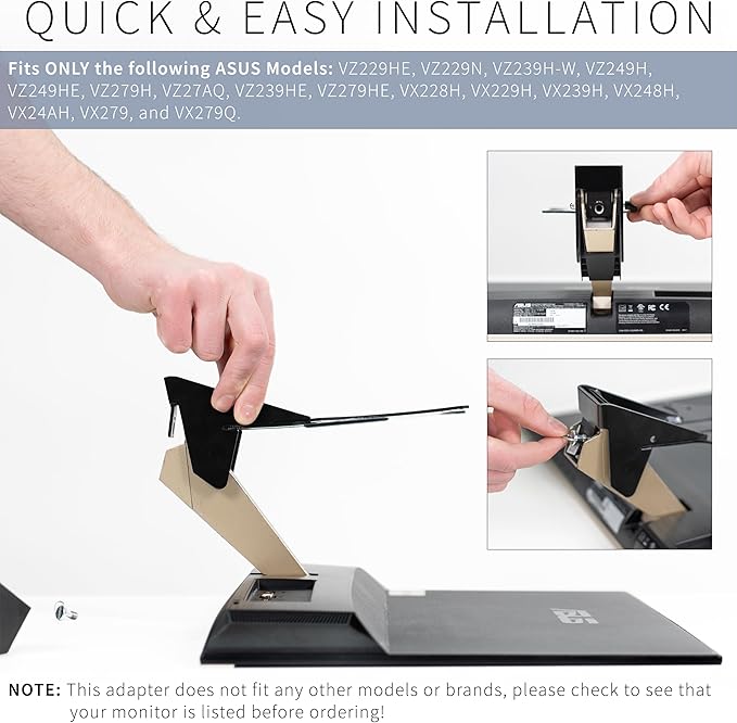 VIVO VESA Adapter Plate Bracket Designed for Asus VZ-Series Monitors VZ229HE, VZ229N, VZ239H-W, VZ249H, VZ249HE, VZ279H, VZ27AQ, VZ239HE, and VZ279HE, MOUNT-ASVZ01