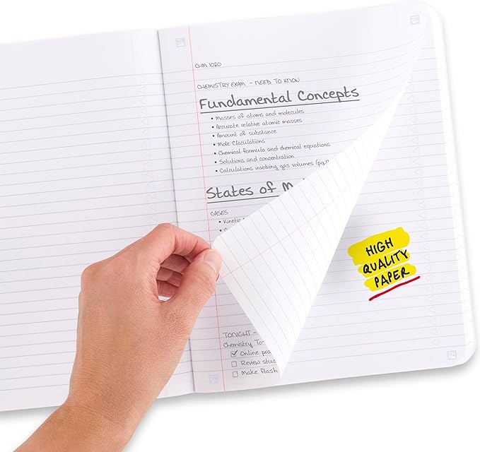 Five Star Composition Book + Study App, 4 Pack, College Ruled Paper, 7-1/2" x 9-3/4", 80 Sheets, Forest Green, Pacific Blue, Fire Red and Black (850065B-ECM)