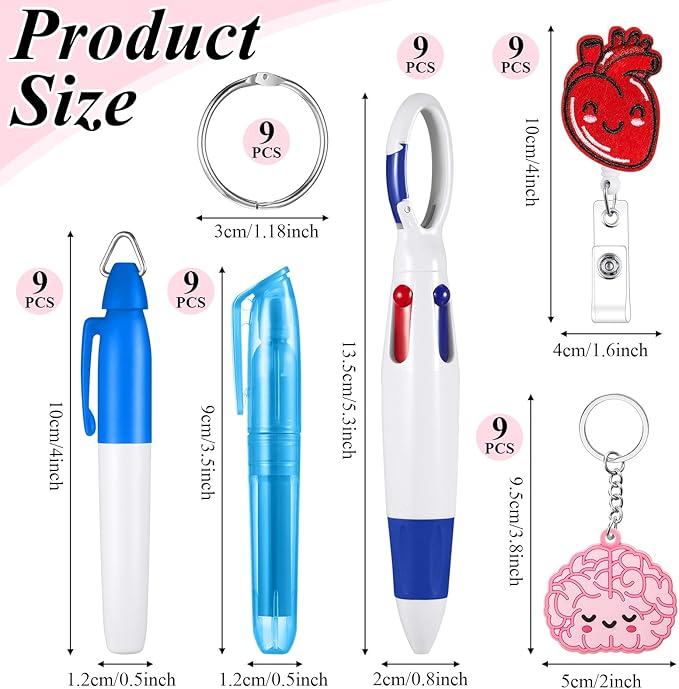 Henoyso 54 Pcs Nurse Badge Reel Pens Mini Highlighter Pens Bulk Nursing Week Appreciation Gifts Badge Accessories Retractable for Cna Medical Assistant Christmas Women (Classic)