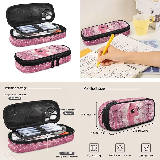 Cherry Blossom Horse Backpack for Kids Girls School Bag Set with Lunchbox Pencil Case Water Bottle Sleeve Elementary Kindergarten Preschool Bookbag Travel Daypack