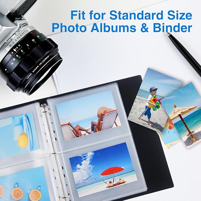 Sooez 30 Pack Heavy Duty Photos or Postcards Page Protectors, Plastic Clear Photo Holder Sleeves for 3 Ring Binder, Two 5'' x 7'' Pockets Per Page, Load from Top Perfect for Checking & Organizing