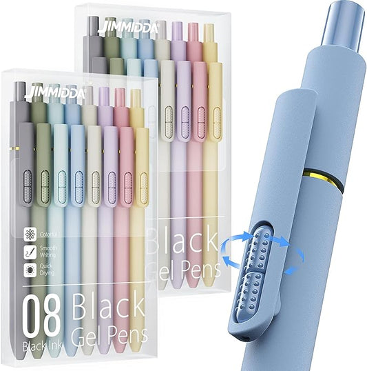 16Pcs Black Gel Pens - 0.7mm Medium Point Black Ink Pens | Smooth Writing - Quick Drying Retractable Pen for Men Women (Morandi - 16Pcs)