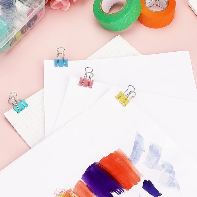 ZZTX Binder Clips Paper Clamps Clips for Office Small Size, Assorted Color, 0.75 Inches, 40 Pieces