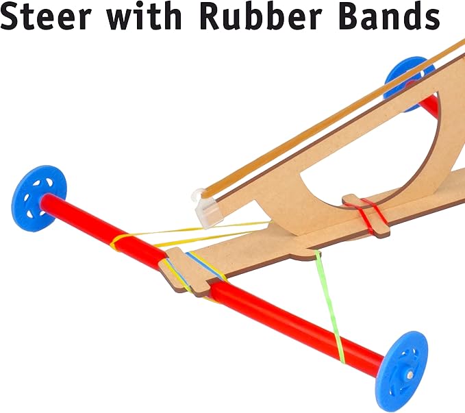 Rubber Band Propeller Car Kit (30 Pack) – DIY STEM Activity for Kids, Complete Science & Engineering Project for Kids, Classroom Bulk Set, Ages 8 and up