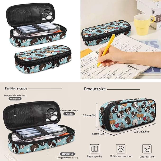 Pug Dog Backpack for Girls Boys 6-8 7-10 14-16 Kids School Bag Teen Schoolbag Elementary Kindergarten Bookbag with Lunch Bag Pencil Case Water Bottle Carrier Cover