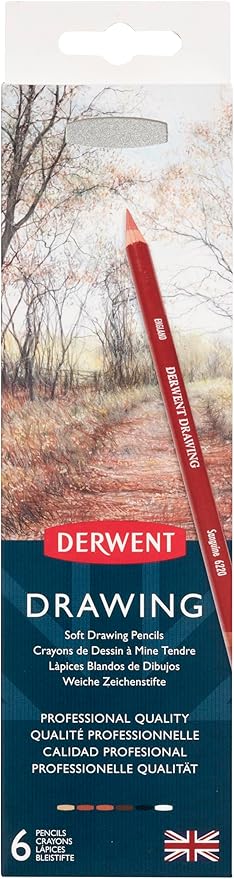 Derwent Drawing Pencils and Accessories, Soft, Metal Tin, 6 Count (0701089)