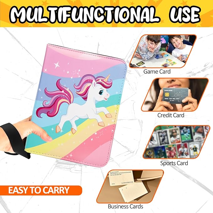 400 Pocket Trading Card Binder with 50 Removable Sleeves, Portable Zippered Card Holder, Collection Album Book Case Storage for MTG, TCG, Sports, Game Cards (White Horse)