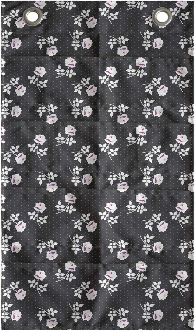 Ambesonne Floral Hanging Pocket Organizer, Flower Silhouettes on a Background of Mini Polka Dots, Printed Polyester Storage Bag with Pockets, 21" x 31", Dark Taupe Grey Fuchsia