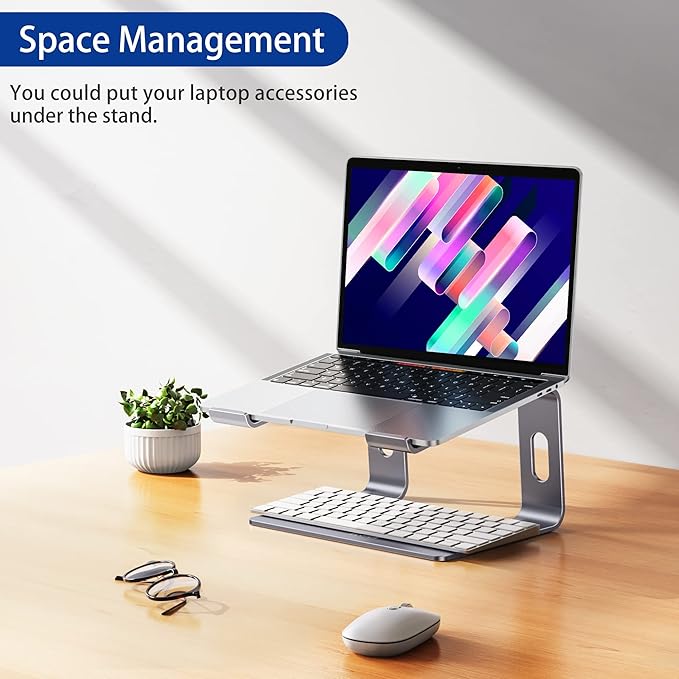 BESIGN LS03 Aluminum Laptop Stand, Ergonomic Detachable Computer Stand, Notebook Holder Compatible with MacBook Air Pro, Dell, HP, Lenovo More 10-15.6" Laptops, Space Gray
