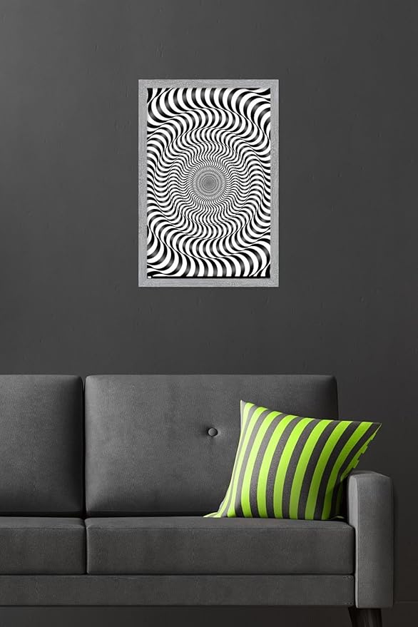 Trends International Zebra Stripe Optical Illusion Wall Poster, 22.4L x 14.7W, Gray Framed Version