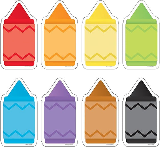 Carson Dellosa 48-Piece Crayons Bulk Cutouts, Colorful Cardstock Bulletin Board Decorations for Name Tags, Door Decor, Posterboard, Back to School Classroom Must Haves