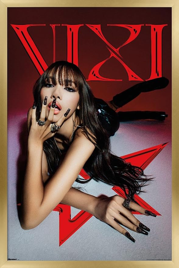 LISA - VIXI Red Star Wall Poster, 34L" x 22.4W", Gold Framed Version