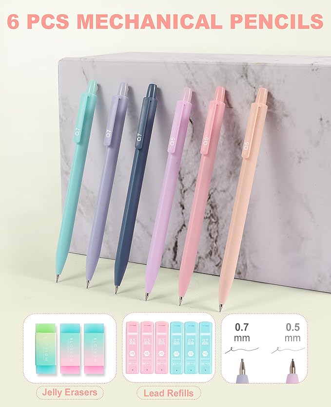 56 PCS Aesthetic School Supplies with Large Pencil Case, 5 Inspirational Ballpoint Pens, 12 Pastel Highlighters, 5 Black Ink Gel Pens, 6 Mechanical Pencils 0.5-0.7mm Student Essentials (Beige)