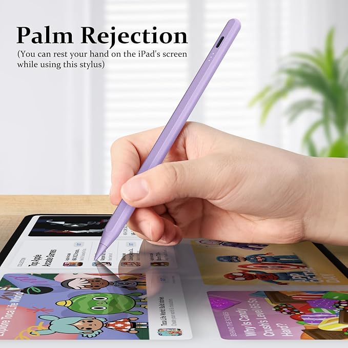 Stylus Pen for iPad W/Palm Rejection Tilt Sensitivity,13Mins Fully Charged,MEKO Active Apple Pencil Compatible W/iPad 6/7/8/9/10,Pro12.9&11"/M4,Air3/4/5/6,mini5/6-Purple