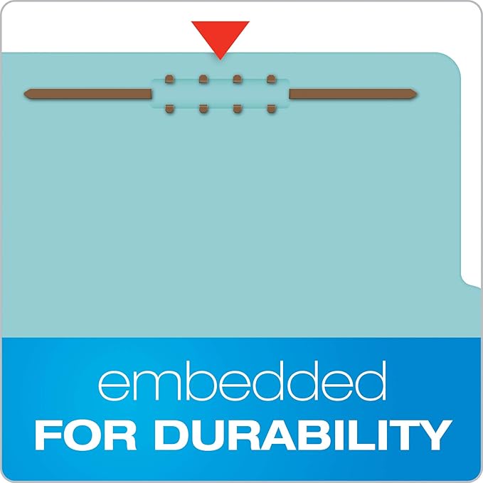 Pendaflex Recycled Classification File Folders, 2 Dividers, 2" Embedded Fasteners, 2/5 Tab Cut, Letter Size, Light Blue, Box of 10 (24030R) (Pack of 5)