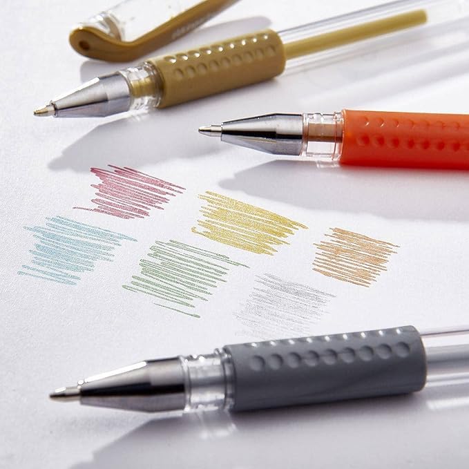 KINGART Metallic Rollerball Gel Pens, Set of 20 Shiny Colors with Soft-Grip Comfort, XL Ink Cartridge - Ink, Great for All Ages, Writing, Coloring, Doodling, Scrapbooking, Journaling & More