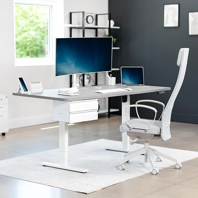 VIVO 16 inch Slide Out Dual Tier Desk Drawer, Under Desk 2 Layer Storage, White, DESK-DR02W