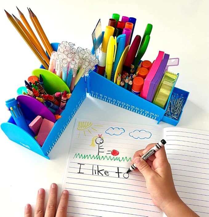 Hand2Mind Junior Flexible Modular Desk Organizer - Top Organizer with Pencil Holder, Teacher & School Supplies
