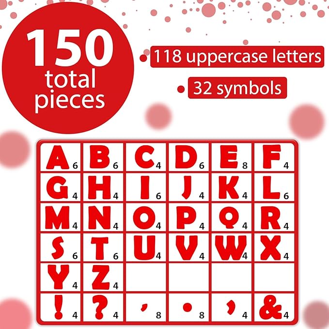 Qyeahkj 150 PCS Large 6" Font Letters and Punctuation Set, Red Classroom Alphabet Cutout for Bulletin Board Display Home School Class Decoration, A Great Helper to Inspire Students' Learning Interest