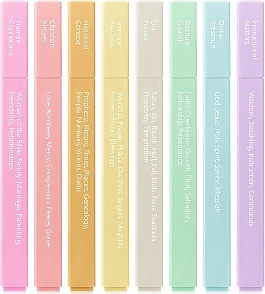Mr. Pen- Bible Highlighters with Color-Coding System, 8 Pack, Soft Pastel Aesthetic Highlighters Assorted Colors, Bible Markers No Bleed Through