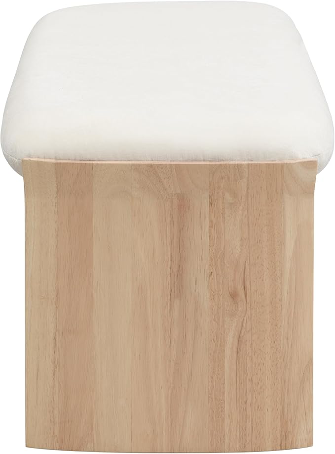 Christopher Knight Home Paxton Fabric Upholstered Ottoman Bench, Rectangular Foot Stools Ottoman, Entryway Wood Ottoman Footrest, Bedroom End of Bed Footstool,Living Room Sofa Extra Seat,Beige+Natural