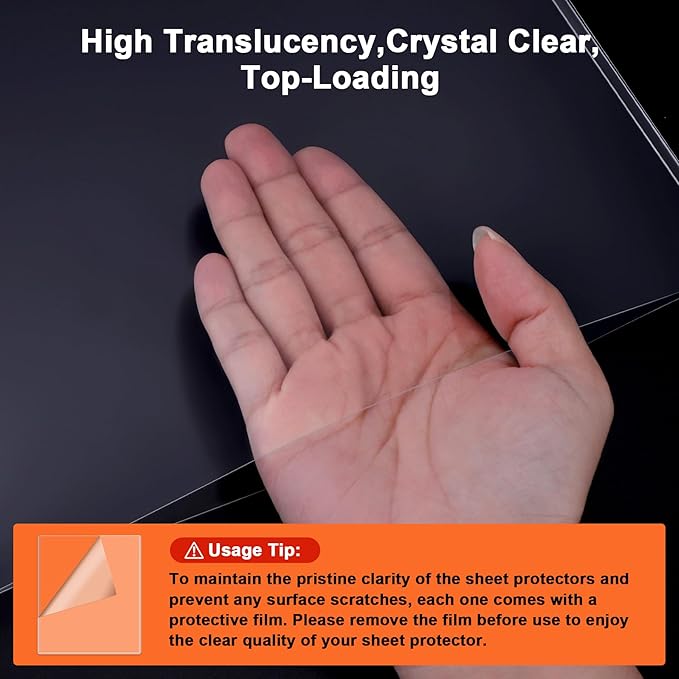 Ndsox 15 Pack 8.5" x 11" Rigid Print Protectors Clear Hard Plastic Sheet Protectors Top Loading for Birth Certificates, Documents, Posters, Photos, Meuns, Heavy Duty No-Hole Plastic Document Sleeves