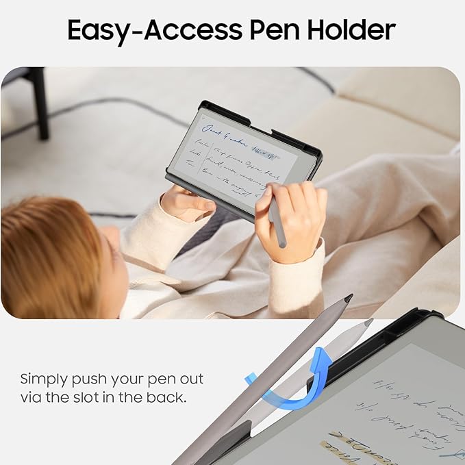 Fintie Case for 7.3" Remarkable Paper Pro Move 2025, [Built-in Pen Holder] PU Leather Hard Back Shell Flip Standing Cover Auto Wake/Sleep with Card Slot, Gray