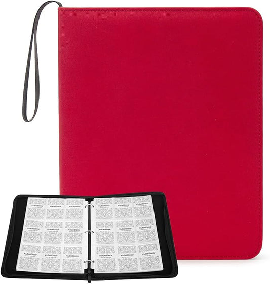 Card Binder – 720 Capacity, Zippered Trading Card Holder for MTG, Sports & Collectible Cards – Acid-Free, Durable & Travel-Friendly Storage (Red dots, 9 Pocket)