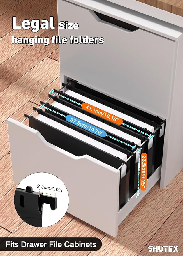 Extra Capacity Legal Size Hanging File Folders,12 Pack Reinforced Plastic Hanging Folder, Heavy Duty 2 Inch Expansion, Filing Cabinet Folders for Bulky Files, Medical Charts, Black