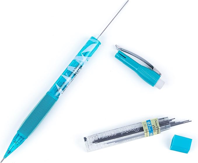 Pentel Icy Mechanical Pencil, 0.7mm, Tinted Teal Blue Barrel, Box of 12 (AL27TS)