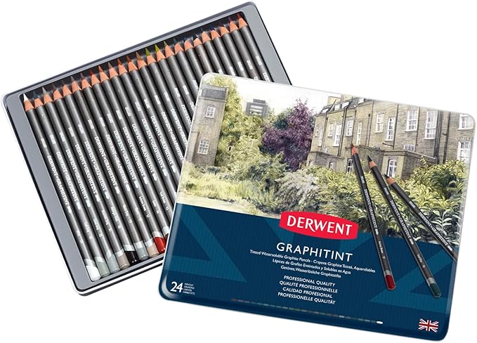 Derwent Graphitint Pencils, Metal Tin, 24 Count (0700803)