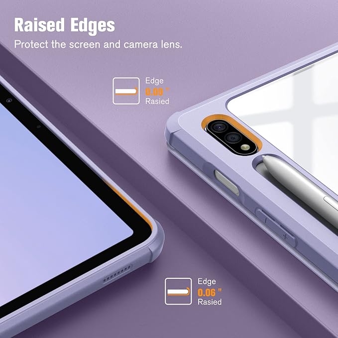 Fintie Hybrid Slim Case for Samsung Galaxy Tab S8/Tab S7 11 Inch (Model SM-X700/X706/T870/T875/T878) with S Pen Holder, Shockproof Cover with Clear Transparent Back Shell, Lilac Purple