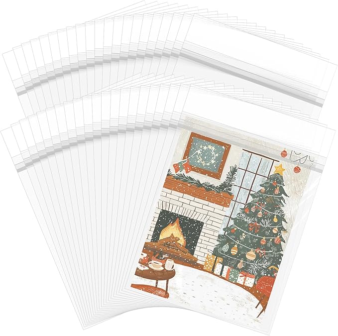 100 Pack 8 3/8 x 10 1/8 inches Crystal Clear Sleeves Storage Bags, Self Sealing Cellophane Bags Magazine Sleeves Protectors for 8x10 Photo Mats Art Prints Drawings