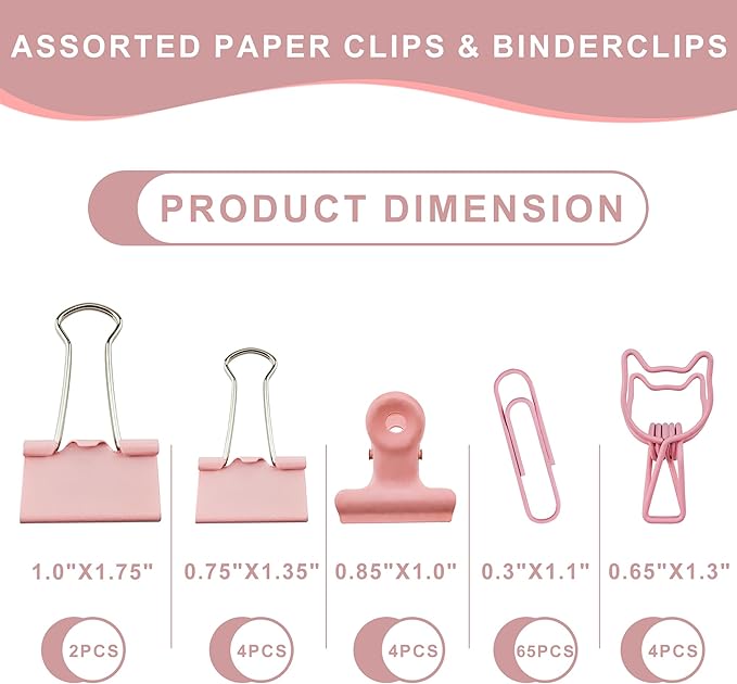 Paper Clips and Binder Clips Assortment (Pink)