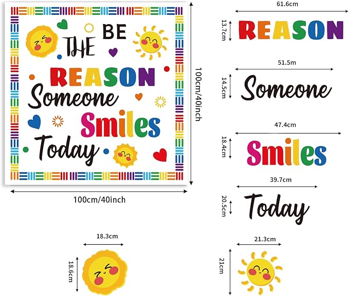 Welcome Back to School Bulletin Board Decorations, Bulletin Board Decor Sets for Smiley Face Classroom Decor, Boho Theme Back to School Decorations for Classroom(Be The Reason Someone Smiles Today)