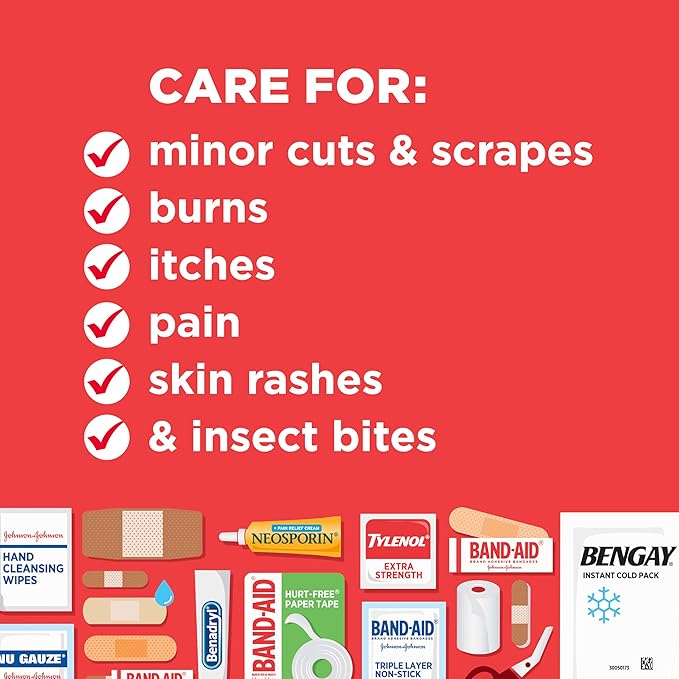 All-Purpose Portable Compact First Aid Kit for Minor Cuts, Scrapes, Sprains & Burns, Perfect for Home, Car, Travel, Camping Essentials & Outdoor Emergency Kit, 160 Piece