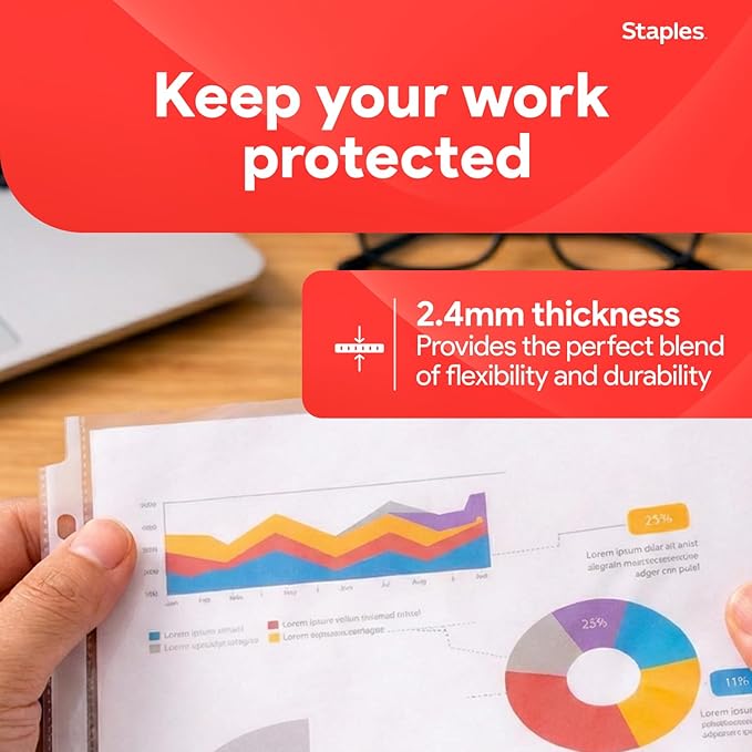 Staples Sheet Protectors, 8.5" x 11" – Top-Loading Clear Page Protectors, 2.4 Mil Standard Weight, 200-Pack