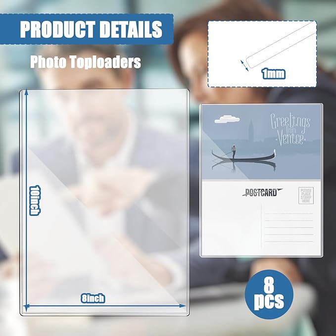 8Pcs 8" x 10" Photo Toploaders Clear Sheet Protectors Rigid Print Protectors Hard Plastic Paper Page Top Loaders Magazine Protector for Collectors Document Holder