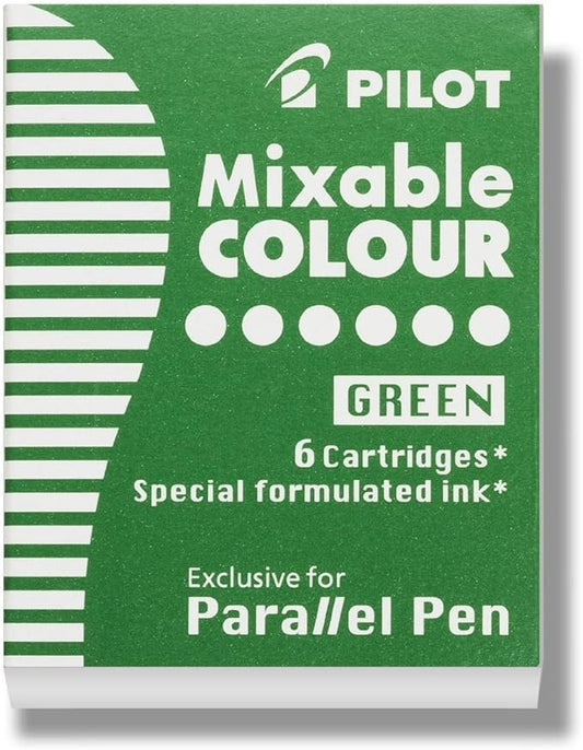 PILOT Parallel Mixable Color Ink Refills for Calligraphy Pens, Green, 6-Pack (77308)