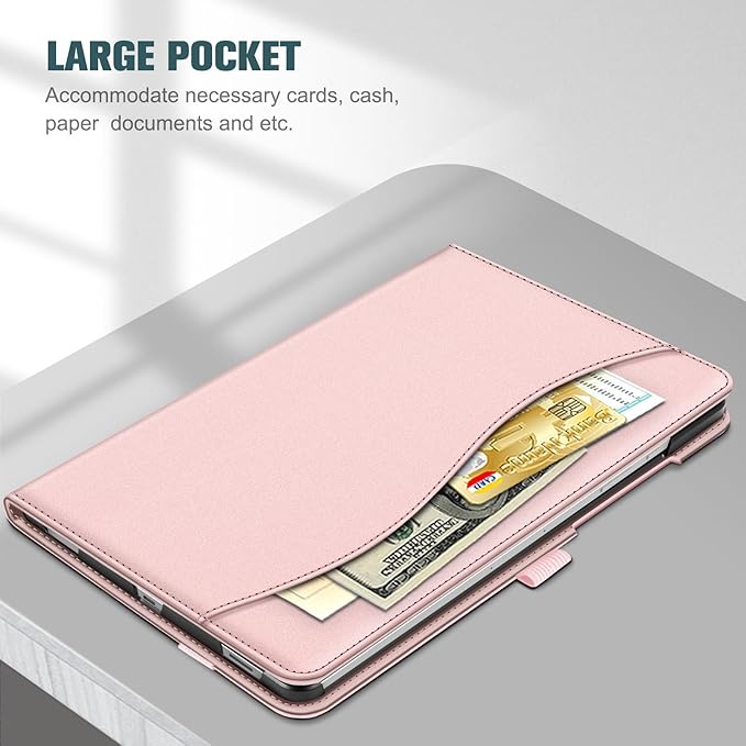 Fintie Case for Samsung Galaxy Tab S10 Lite/ S10 FE/ S9 FE 5G 10.9 Inch/Tab S9 11 Inch with S Pen Holder, Multi-Angle Viewing Protective Cover with Pocket, Auto Sleep/Wake, Rose Gold