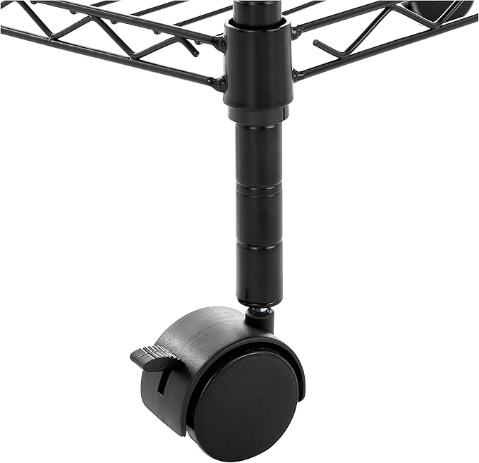 Amazon Basics 3-Shelf Adjustable Heavy Duty Storage Shelving Unit on 2" Wheels, Metal Wire Rack for Garage, Utility Shelving with Leveling Feet, 23.2" L x 13.4" W x 32.75" H, Black