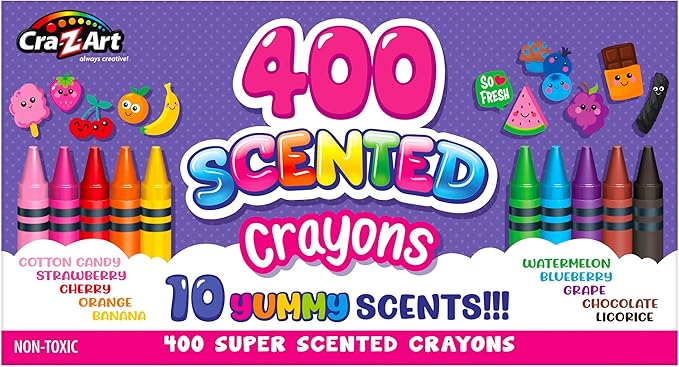 Cra-Z-Art Scented Crayon Bulk Pack 400ct 10 Assorted Colors & Delicious Scents, Great For Back To School, In Classroom & Supply Room For Teachers, Birthday Party Favor Bags
