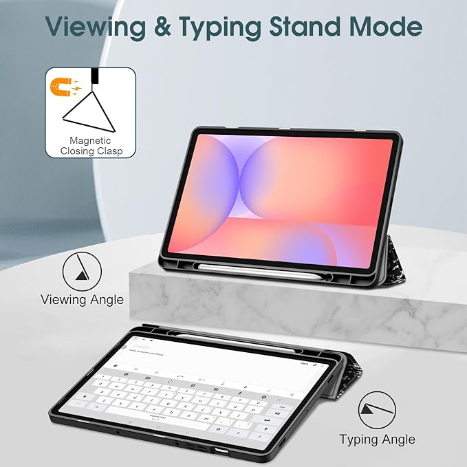 Fintie Slim Case for Samsung Galaxy Tab S10 Lite/ S10 FE/ S9 FE 5G 10.9 Inch/Tab S9 11 Inch with Built-in S Pen Holder, Soft TPU Smart Stand Back Cover Auto Wake/Sleep Feature, Composition Book Black