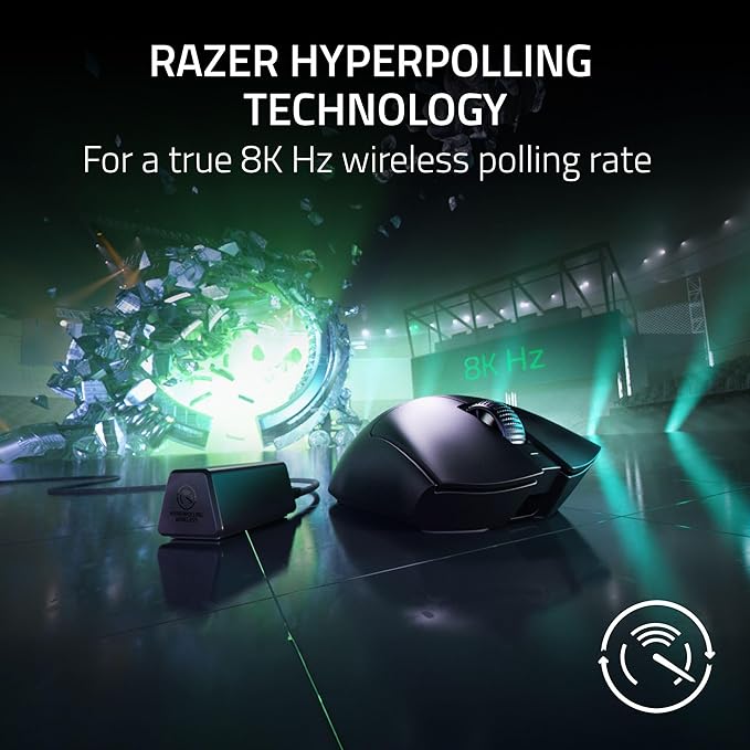 Razer DeathAdder V3 Pro Wireless Gaming Mouse + Hyperpolling Wireless Dongle: 63g Ultra Lightweight - Focus Pro 30K Optical Sensor - Optical Switches Gen-3-5 Programmable Buttons - Black