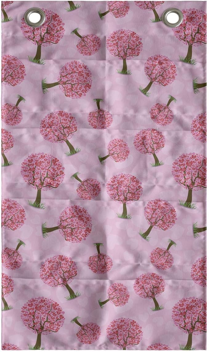 Ambesonne Valentine's Day Hanging Pocket Organizer, Continuous Pattern of Mini Hearts Romantic Tree Abstract Design, Printed Polyester Storage Bag with Pockets, 21" x 31", Pink and Pastel Pink