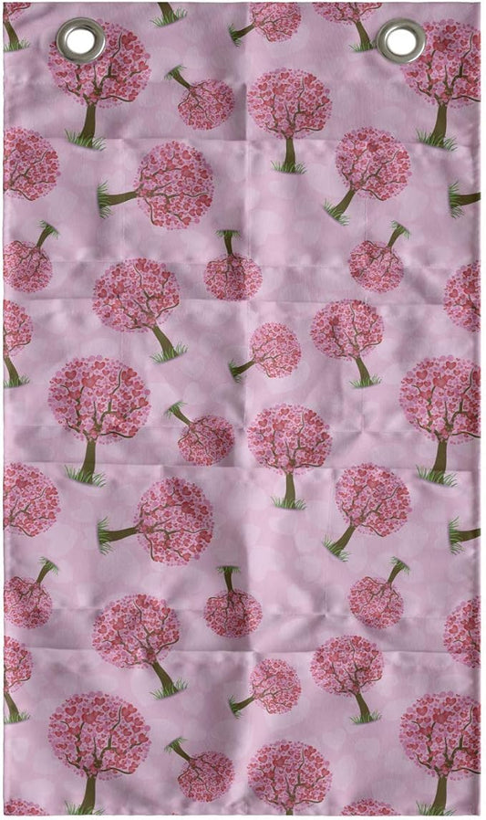 Ambesonne Valentine's Day Hanging Pocket Organizer, Continuous Pattern of Mini Hearts Romantic Tree Abstract Design, Printed Polyester Storage Bag with Pockets, 21" x 31", Pink and Pastel Pink