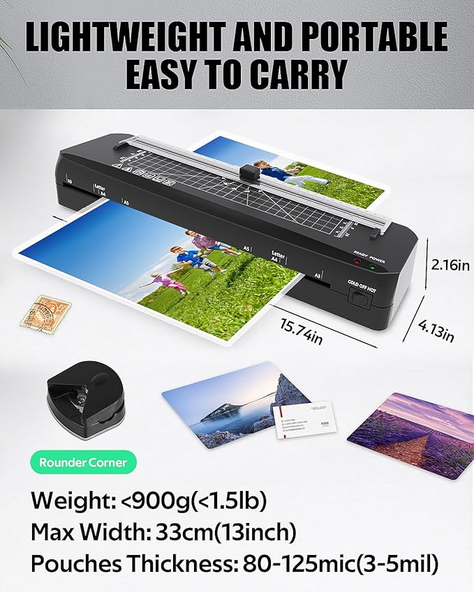 Laminator, A3 Laminator Machine with Built-in Trimmer, 70 Seconds Quick Warm-Up, Cold and Thermal Laminating with 50 Sheets, NTC Technology for Home Office School
